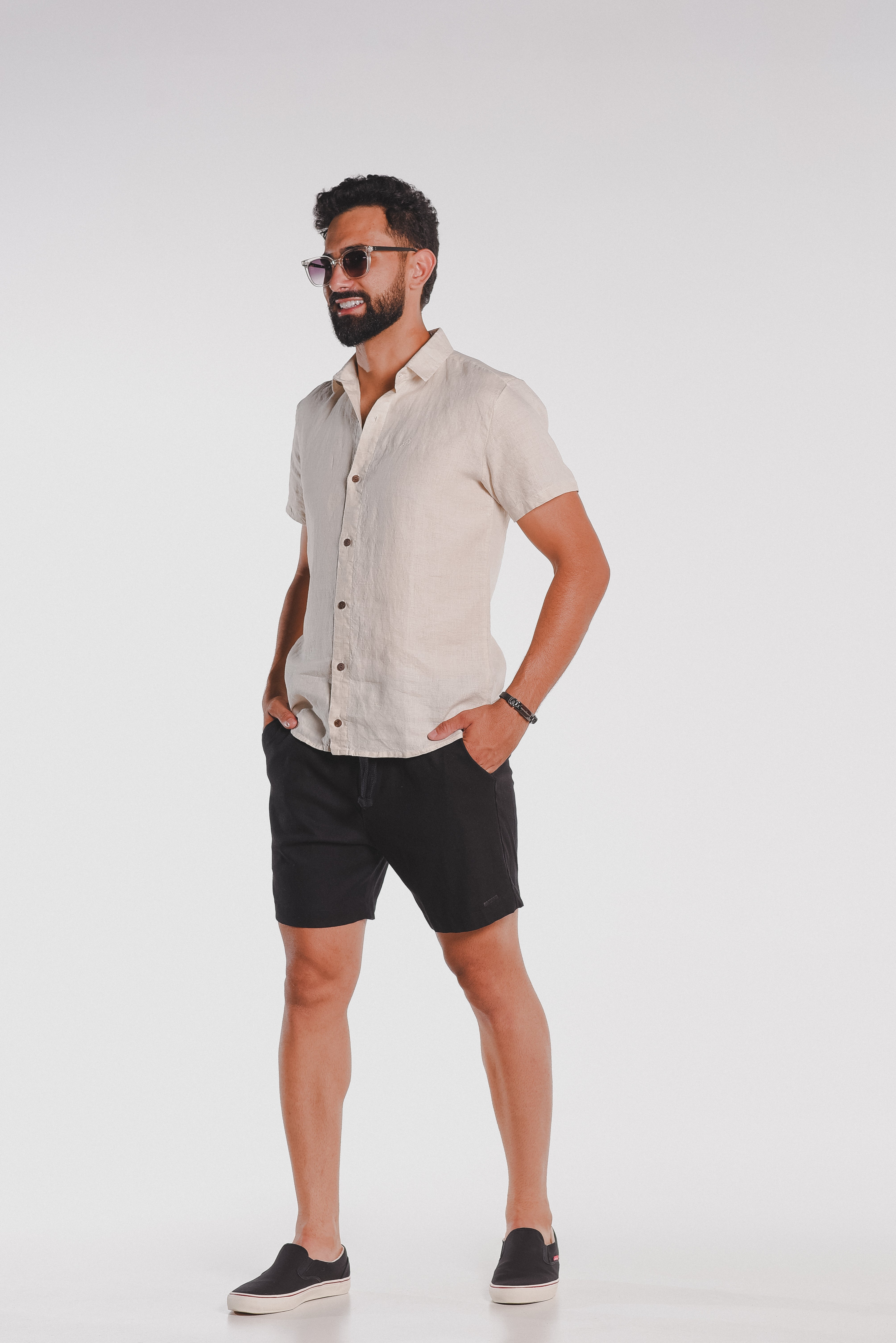 SHORT LINHO MANDARIM PRETO